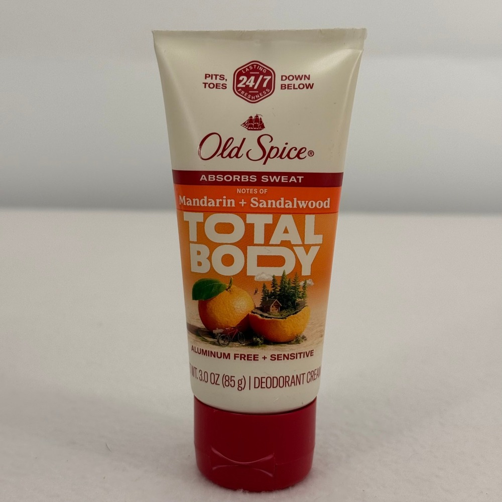 Old Spice Total Body Deodorant Cream Mandarin Sandalwood Aluminum Free 3.0 oz